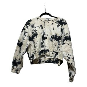Zara Black and Cream Tie-Dye Sweatshirt